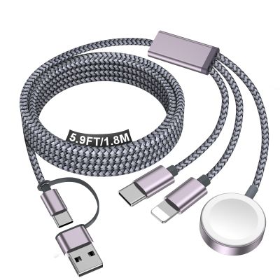 Travel Essentials for Apple Watch Charger,iPhone Charger,3 in 2 Type C/L/Magnetic Fast Charging Cable,Multi Charging Cable Portable Designed for iWatch Series,iPhone 17-11,Galaxy S26-S21,Car-6FT
