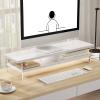 2-Tier Wooden Monitor Stand with Acrylic Support - Clear Computer Desktop Riser TV Shelf for Multimedia White - 60cm Height Adjustable Ergonomic Solution view 1
