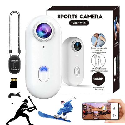 The Snap Cam, Snapcam Baseball, 120 Ultra-Wide Hands-Free Magnetic Pov Camera, HD 1080p/4k Mini Body Wearable Adventure Sports Camera with Audio Video, For Vlogging Motorcycle Swimming (White, 1080P)