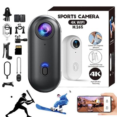 The Snap Cam, Snapcam Baseball, 120 Ultra-Wide Hands-Free Magnetic Pov Camera, HD 1080p/4k Mini Body Wearable Adventure Sports Camera with Audio Video, For Vlogging Motorcycle Swimming (Black, 4K)
