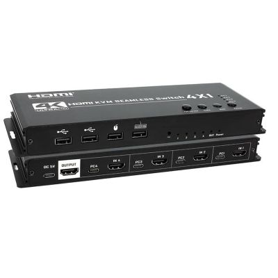 4-Port Keyboard and Mouse Synchronizer All-in-one Machine, Monitor Computer Splitter, DNF Game Farming KVM Splitter