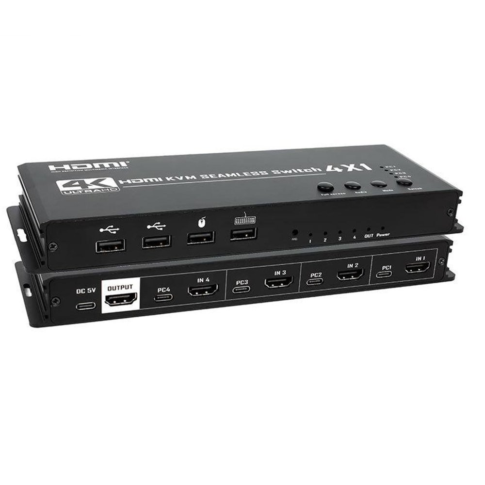 4-Port Keyboard and Mouse Synchronizer All-in-one Machine, Monitor Computer Splitter, DNF Game Farming KVM Splitter