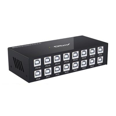 16 Ports USB Synchronizer - DNF Keyboard Mouse Shared Display Synchronization Controller, KVM Metal Switcher Black