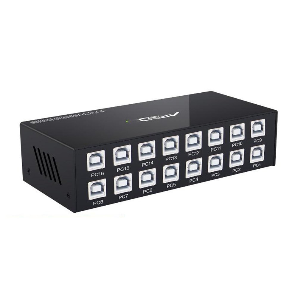 16 Ports USB Synchronizer - DNF Keyboard Mouse Shared Display Synchronization Controller, KVM Metal Switcher Black