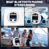 LEXXSON Marine Radio Bluetooth Stereo Audio Waterproof Boat Radio with FM AM USB AUX Subwoofer, 3 Inch LCD Display Golf Cart Marine Stereo Receivers Audio Systems for RV UTV Yacht White view 3