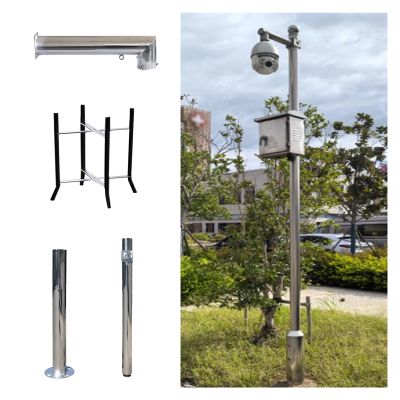 2-3 Sections Surveillance Camera Bracket Pole Detachable, Splicing Surveillance Post Stand 78 118 137 157 177 196 236in, Floor Security Camera Holder(White-A,200cm/78.7")