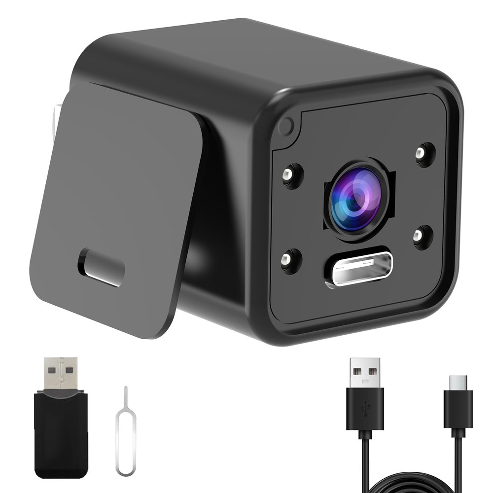 HIGSEEU 5G Mini Camera Charger, Full HD 1080P Small Nanny Cam with Human Detection, Type-C Plug Pet Camera for Indoor (FHD-001-E)