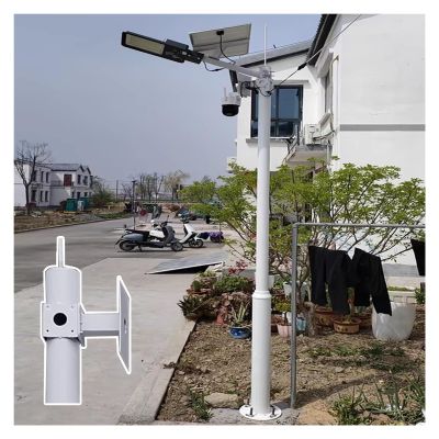 6.6 8.2 9.8 11.5 13.1 14.8 16.4 19.7 FT Security Surveillance Mounting Pole, White Camera Mount Post Bracket, Surveillance Camera Rack Post with 15.7in Lightning Rod(White-C,98.4in)