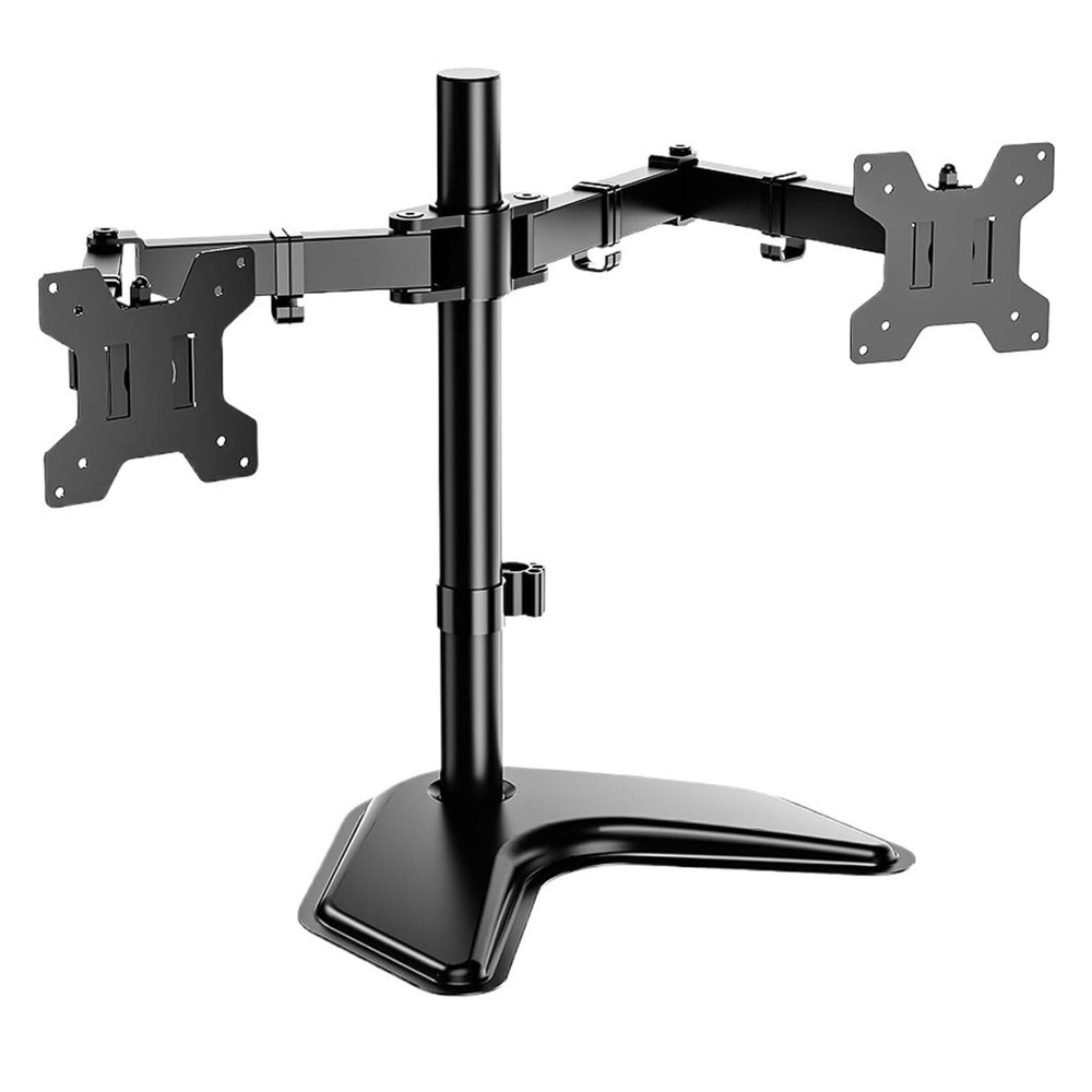 ADBWEKKF Adjustable desktop stand with dual 27-inch LCD monitors