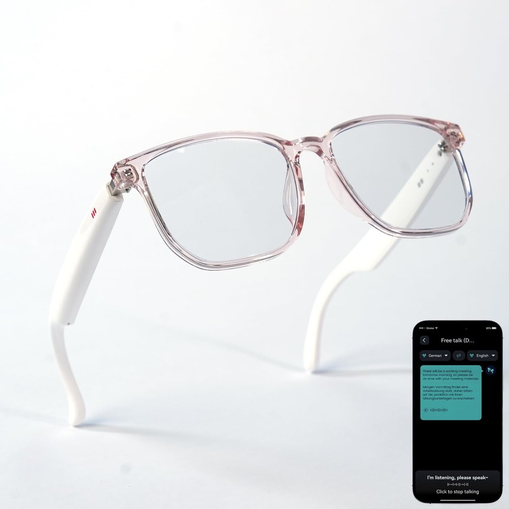 Giinova Ai Smart Glasses Bluetooth 5.4 with Translation for Men Women 160+Languages Color-Change Lens Chat GPT Assistant Free App Translator Glasses Meeting,Driver,Travel