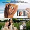 4K Digital Camera for Photography with Dual Lens, 64MP Autofocus Vlogging Camera for YouTube, 180 Flip Screen Compact Point and Shoot Camera for Beginners, 64GB Card, 2 Batteries & Charger, White view 4
