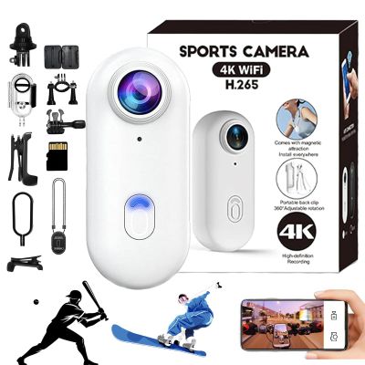 The Snap Cam, Snapcam Baseball, 120 Ultra-Wide Hands-Free Magnetic Pov Camera, HD 1080p/4k Mini Body Wearable Adventure Sports Camera with Audio Video, For Vlogging Motorcycle Swimming (White, 4K)