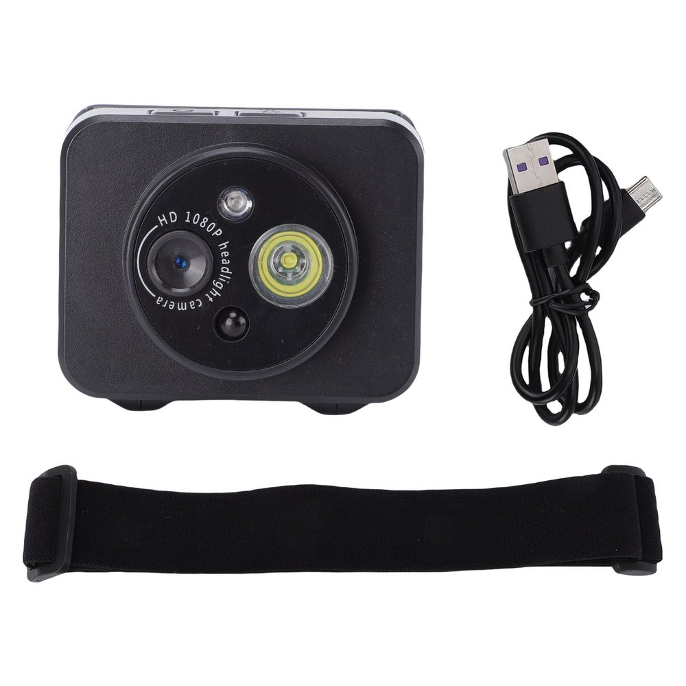 GOWENIC Head Mounted Camera with LED Light, 2MP 1080P HD Action Camera, Wearable Video Recording, Headlamp Headlight Body, Camcorder for Cycling, and Fishing (Without Memory Card)