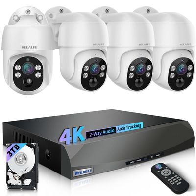 90-Day Storage & 4K Ultra HD Wired Security Camera System, Outdoor POE Security Cameras, IP Camera System, Home Video Surveillance DVR Kits