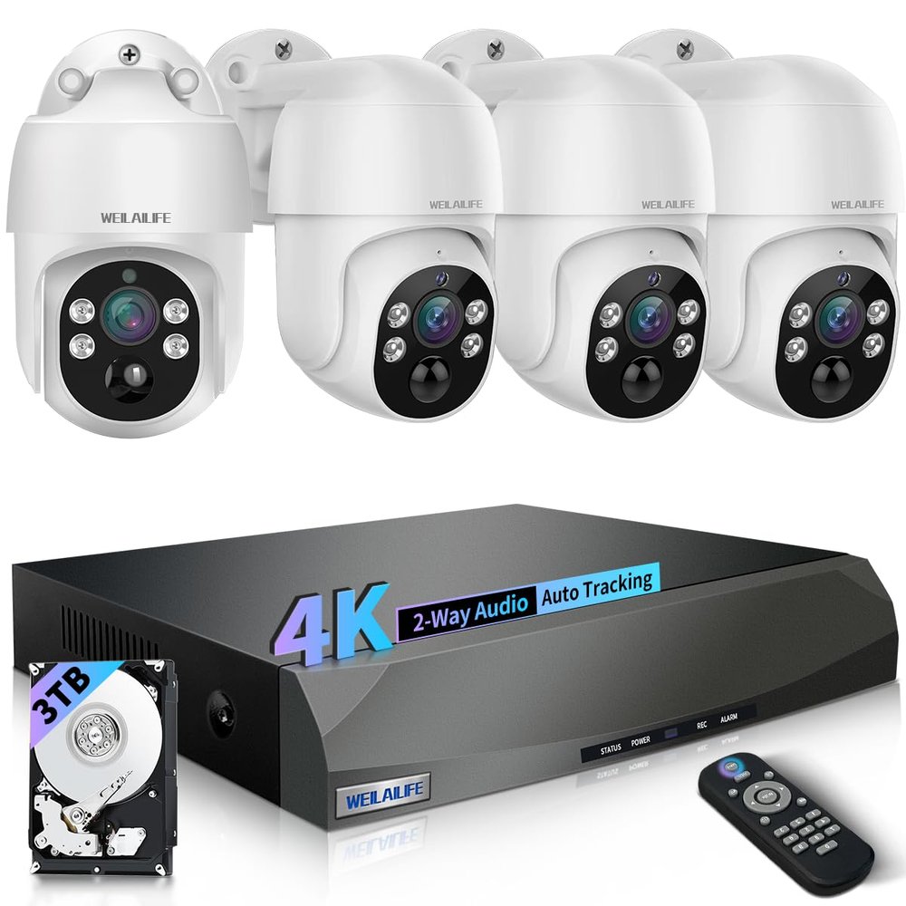 90-Day Storage & 4K Ultra HD Wired Security Camera System, Outdoor POE Security Cameras, IP Camera System, Home Video Surveillance DVR Kits