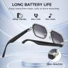 BRIBEJAT Bluetooth Glasses for Men & Women, AI Sunglasses with APP Translation & Recording, Open Ear Speakers for Music/Calls, Lightweight for Outdoor, Driving, Travel - 164 Languages (Black Silver) view 4