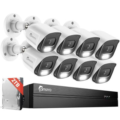 CAMSTRO 8Pcs 5MP PoE Security Camera System with 4K 8CH NVR, 2TB HDD, AI Human/Vehicle/Pet/Parcel Detection, 100ft Night Vision, H.265+, IP67 Metal Cameras, 24/7 Recording & Remote Access