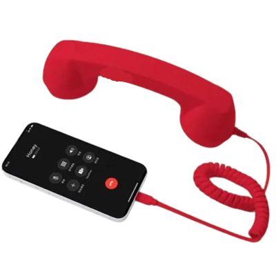 Snacko Retro Telephone Handset - Wired Phone Receiver for Mobile Phones - Comfortable Call Headphones(Red)