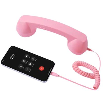 Snacko Retro Telephone Handset - Wired Phone Receiver for Mobile Phones - Comfortable Call Headphones(Pink)