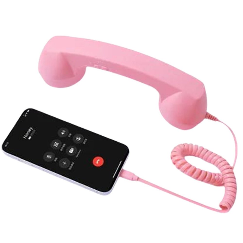 Snacko Retro Telephone Handset - Wired Phone Receiver for Mobile Phones - Comfortable Call Headphones(Pink)