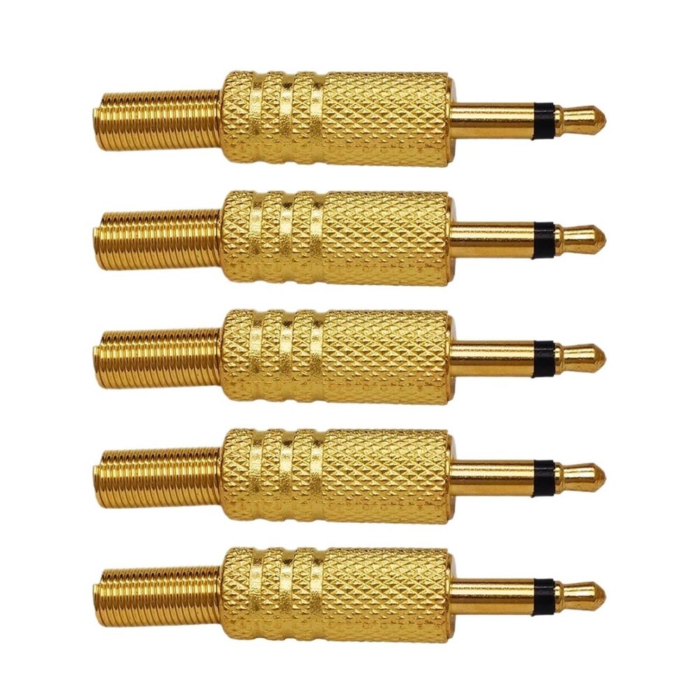 CTGFBUW 5PCS Audio Adapter 6.35mm to 3.5mm Plugs(3.5mm 2 Pole Gold)