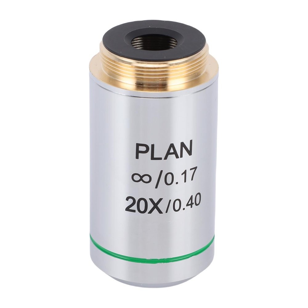 XUMIUZIY 20X Plan Objective Lens, 20.2MM Thread RMS Objective Lens, Fully Coated Optical Glass Lens for Biological Microscope