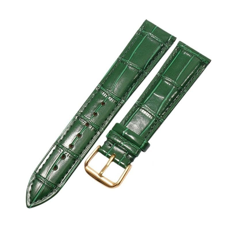 Genuine Leather Watch Strap For Longines Master Stainless Steel Pin Buckle(Green g1,18mm)