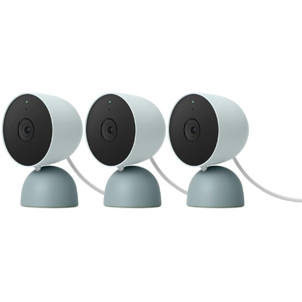 Google Indoor Nest Security Cam 1080p (Wired) - 2nd Generation - Non-Retail Packaging - Fog - 3 Pack