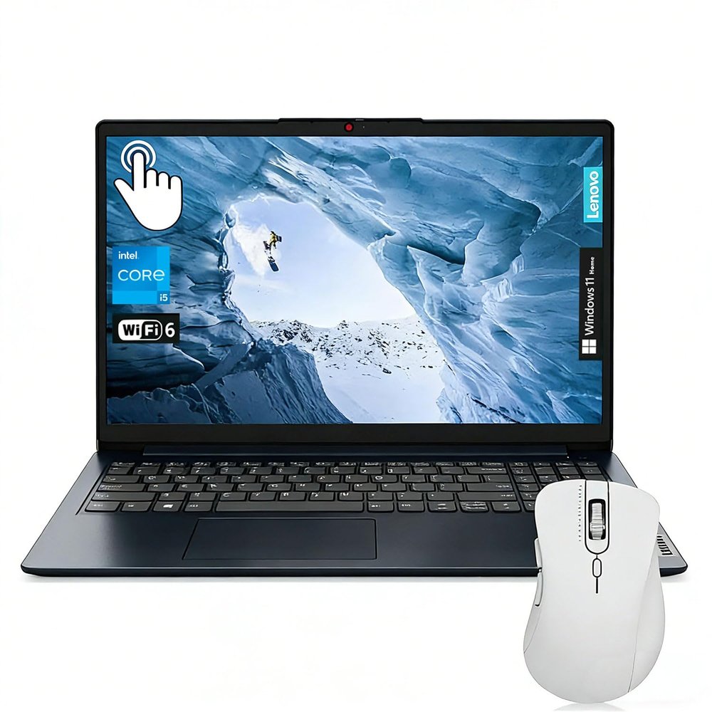 Lenovo IdeaPad 1 Touchscreen Laptop, 15.6" FHD(1920 * 1080), Intel Core i5-1335U, 8GB RAM, 512GB SSD, HDMI, SD Card Reader, Webcam, Wi-Fi 6, Win 11 Home, Abyss Blue, Bundle with ML101 Wireless Mouse