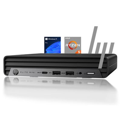 HP Elite 805 Business Mini Computer Desktop, AMD Ryzen 5 (Beat Intel i7-11700T), Ultra-Quiet Design, 16GB RAM, 256GB PCIe SSD, Dual 4K Display Support, USB-C + Wi-Fi 6, Keyboard & Mouse, Windows 11