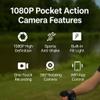 Acuvar 1080P Pocket Clip-On Vlogging Camera with EIS Stabilization, Portable Handheld Video Camera with 360 Rotating Lens, WiFi, LCD Screen & 64GB SD Card view 4