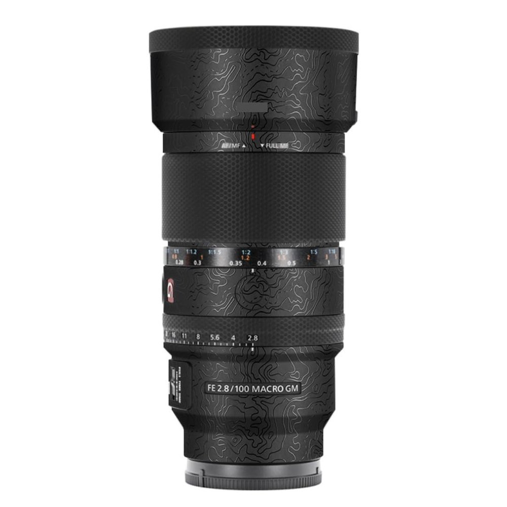100 2.8 Camera Macro Lens Skin Vinyl Wrap Body Film Sticker for Sony FE 100mm F2.8 Macro GM OSS Protector Decals Accessories FE 2.8/100 (Contour Black Glossy, for Sony FE 100mm F2.8 Macro GM OSS)