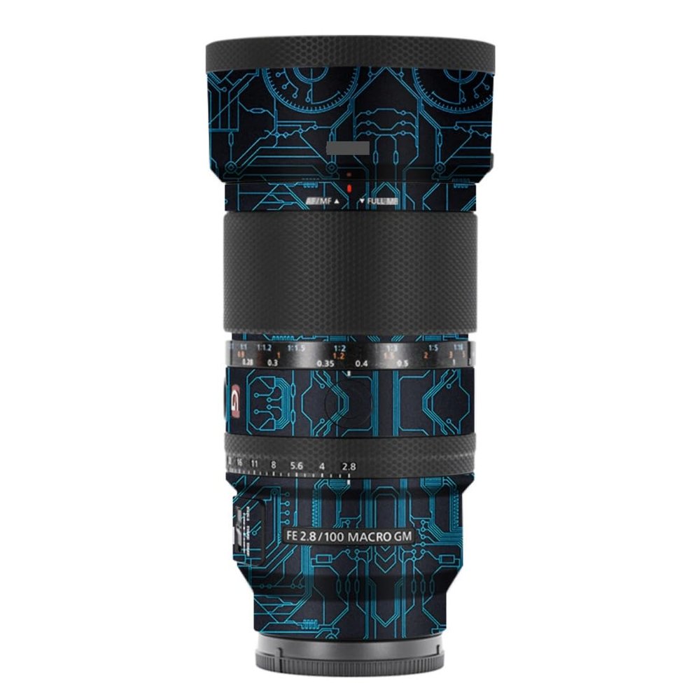 100 2.8 Camera Macro Lens Skin Vinyl Wrap Body Film Sticker for Sony FE 100mm F2.8 Macro GM OSS Protector Decals Accessories FE 2.8/100 (Circuit Blue, for Sony FE 100mm F2.8 Macro GM OSS)