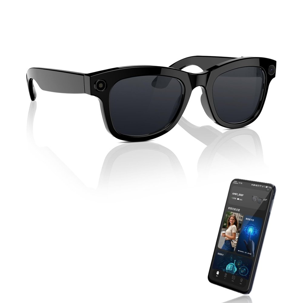 Al Smart Glasses with ChatGPT&800W Camera Video Recording,Sunglasses for Real-TimeTranslation, MusicControl, ElS Stabilization|WiFi/Bluetooth 5.3 Smart Eyewear for Travel, Meeting