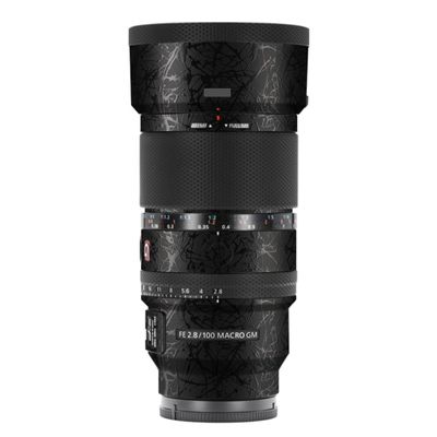 100 2.8 Camera Macro Lens Skin Vinyl Wrap Body Film Sticker for Sony FE 100mm F2.8 Macro GM OSS Protector Decals Accessories FE 2.8/100 (Splash Ultra Black, for Sony FE 100mm F2.8 Macro GM OSS)