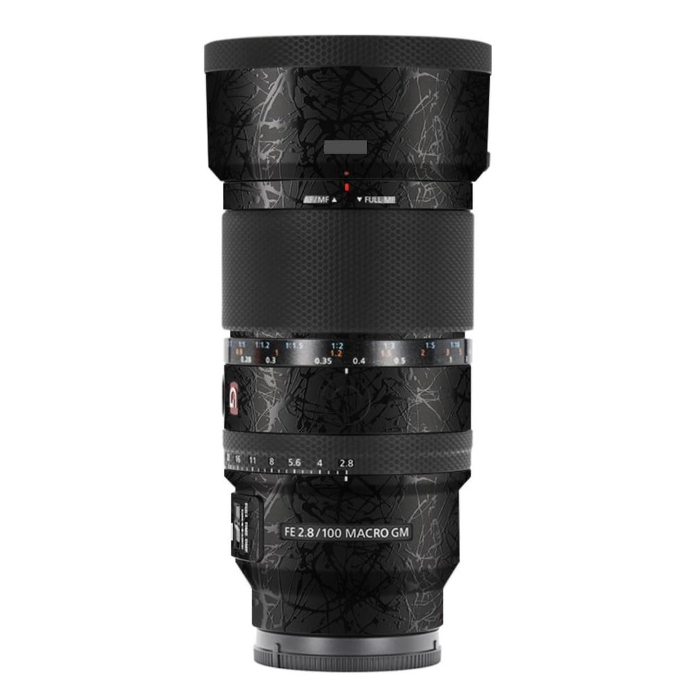 100 2.8 Camera Macro Lens Skin Vinyl Wrap Body Film Sticker for Sony FE 100mm F2.8 Macro GM OSS Protector Decals Accessories FE 2.8/100 (Splash Ultra Black, for Sony FE 100mm F2.8 Macro GM OSS)