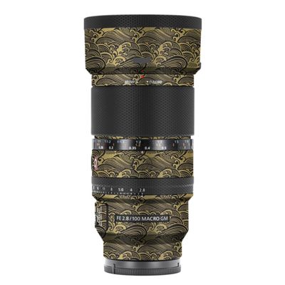 100 2.8 Camera Macro Lens Skin Vinyl Wrap Body Film Sticker for Sony FE 100mm F2.8 Macro GM OSS Protector Decals Accessories FE 2.8/100 (Wave Gold, for Sony FE 100mm F2.8 Macro GM OSS)