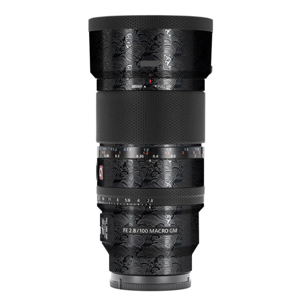 100 2.8 Camera Macro Lens Skin Vinyl Wrap Body Film Sticker for Sony FE 100mm F2.8 Macro GM OSS Protector Decals Accessories FE 2.8/100 (Wave Black, for Sony FE 100mm F2.8 Macro GM OSS)