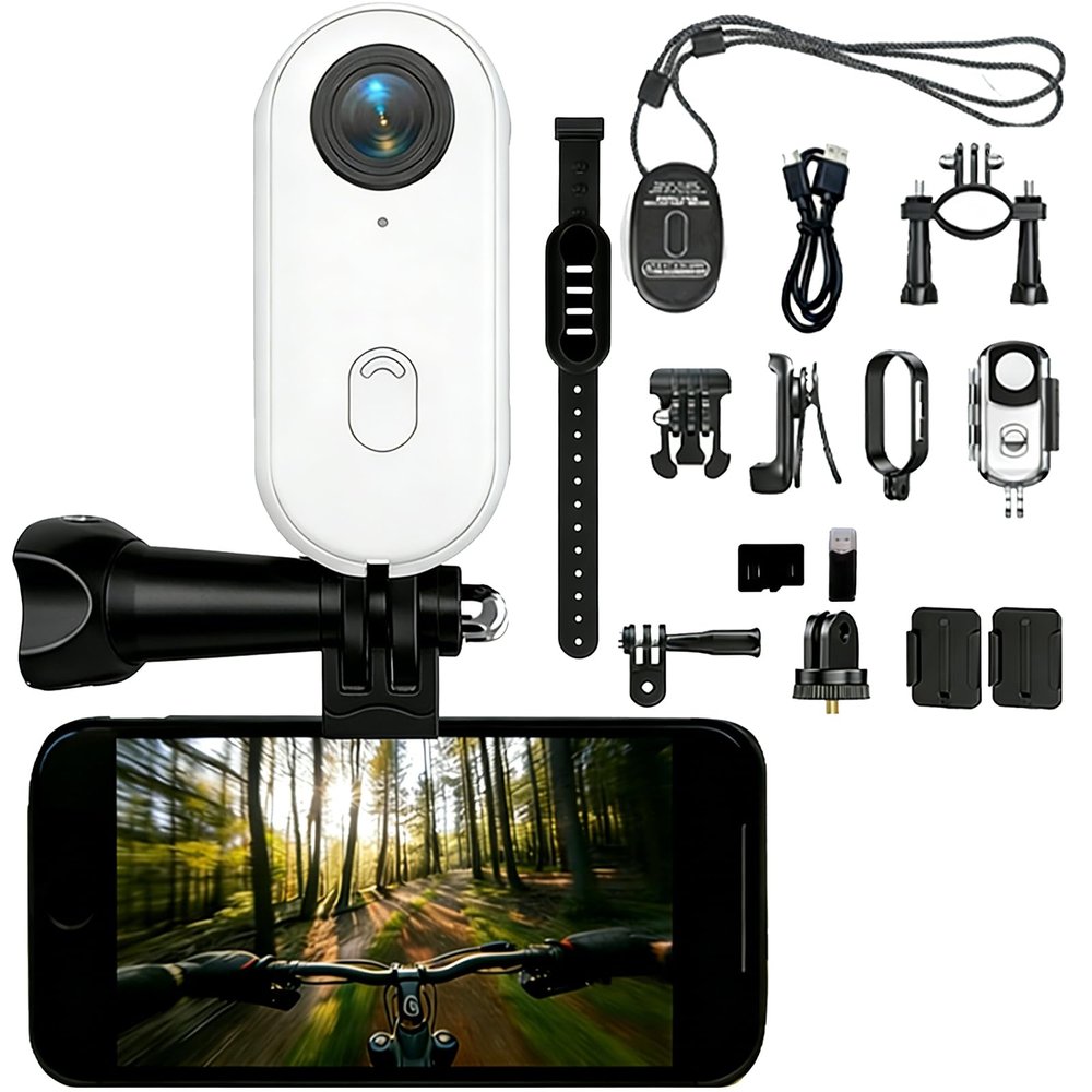 POV Camera, POV Camera 4k Waterproof 256GB, 30M Waterproof Case, 170 Ultra Wide Angle Thumb Pocket Action Cam, for Diving, Cycling and Outdoors Activities (White-4K,Standard)
