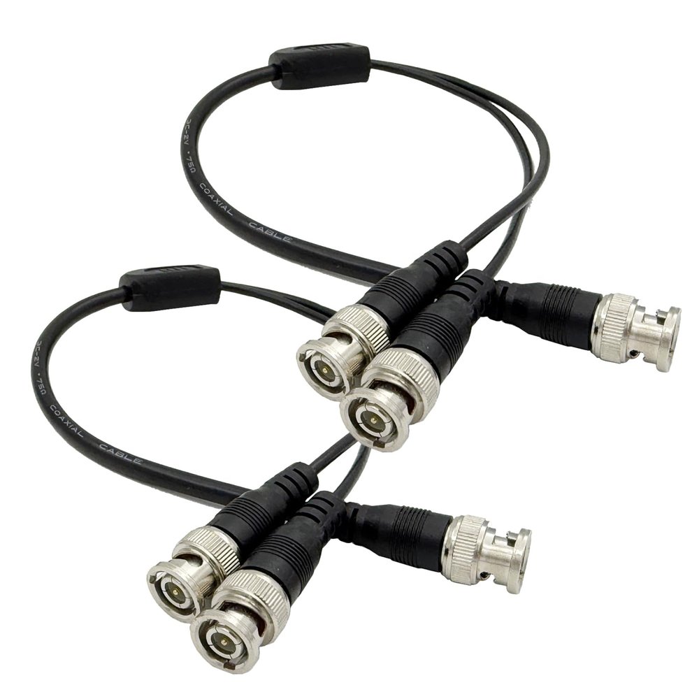jasavdio BNC Splitter Cable, 1 Male to Dual Male, 2 in 1 Y-Adapter, Coaxial Video Cable, CCTV Security Camera Video Eequipment.Connector, 2Pack Black 40cm