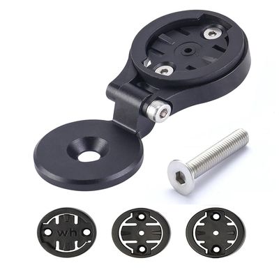 Bike Computer Mount for Garmin Edge Wahoo Elemnt Bryton Out Front Adjustable Bicycle Stem Mount (Black with stem Cap)
