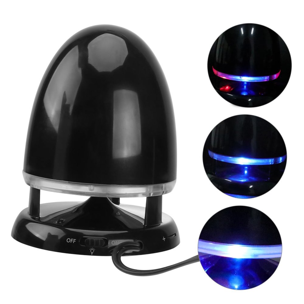 SEWACC Mini Multimedia Speaker with 3.5Mm Aux in and USB Plug-in, Compact Wired Loudspeaker for Laptop and Phone, Bullet-Shaped Bass Speaker with LED Light, Black Blue, Dc5V Power