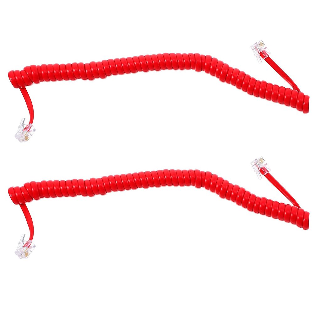 BESPORTBLE 2pcs Telephone Cords Coiled Phone Cord for Landline Phones Red Receiver Cables Compatible with Desk Sturdy Accessory for Home and Office Use