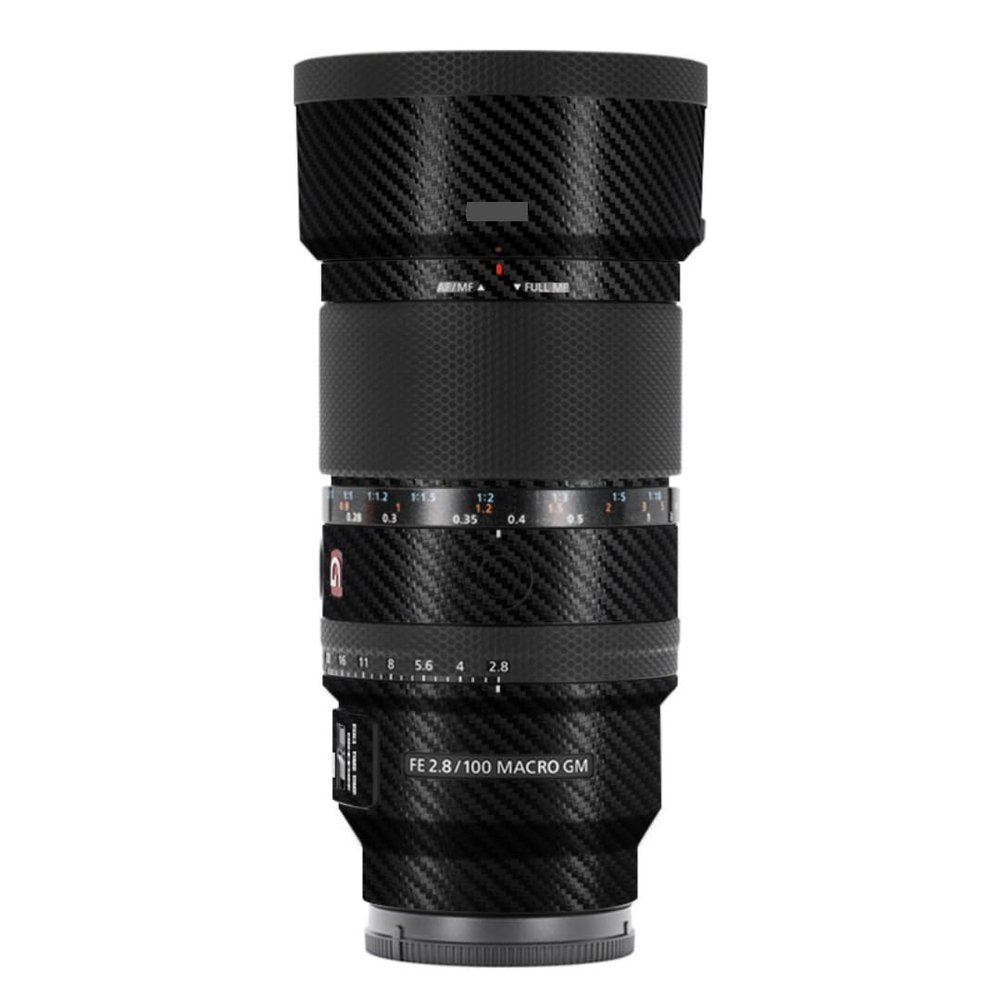 100 2.8 Camera Macro Lens Skin Vinyl Wrap Body Film Sticker for Sony FE 100mm F2.8 Macro GM OSS Protector Decals Accessories FE 2.8/100 (Carbon Fiber Black, for Sony FE 100mm F2.8 Macro GM OSS)