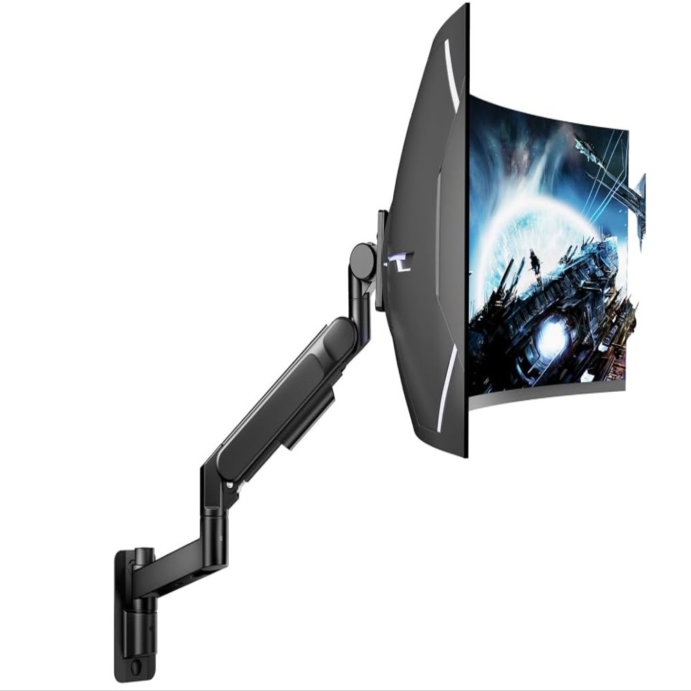 ARES WING Heavy Premium Monitor Arm, Ultrawide Monitor Stand up to 57'' and 60 Lbs per Screen, Dual Monitor Mount with USB, Adjustable Arms Monitor Stand, Various VESA Mount with Clamp/Grommet Base
