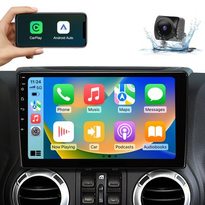 10.2 Inch Car Radio Stereo Upgrade Replacement for Jeep Wrangler/JK 2007-2018 Jeep Patriot 2009-2016 Dodge Ram 2009-2012 with CarPlay/Android Auto/Touch Screen/FM/HD Backup Camera