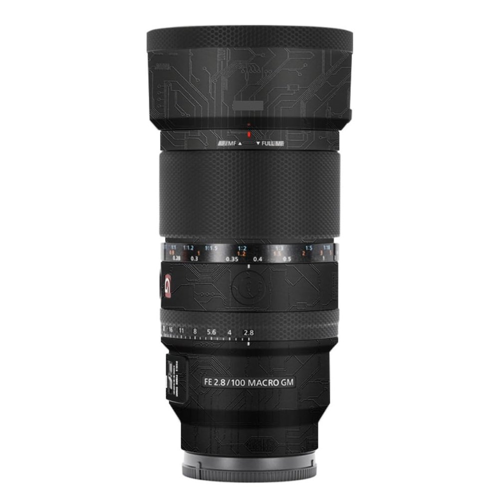 100 2.8 Camera Macro Lens Skin Vinyl Wrap Body Film Sticker for Sony FE 100mm F2.8 Macro GM OSS Protector Decals Accessories FE 2.8/100 (Circuit Black, for Sony FE 100mm F2.8 Macro GM OSS)