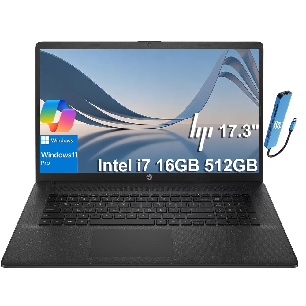 HP 17 Laptop, 17.3" HD+ BrightView, Intel i7-1355U, 16GB RAM, 512GB SSD