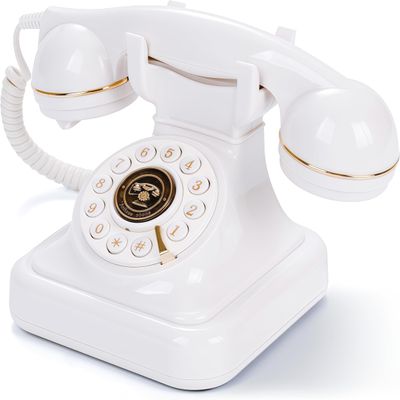 RetroVox Audio Guest Book Wedding Phone, Record Customized Audio Messages with Voicemail, Vintage Style for Bridal Shower, Birthday Party, Baby Shower, Anniversary, Engagement (A White and Signage)