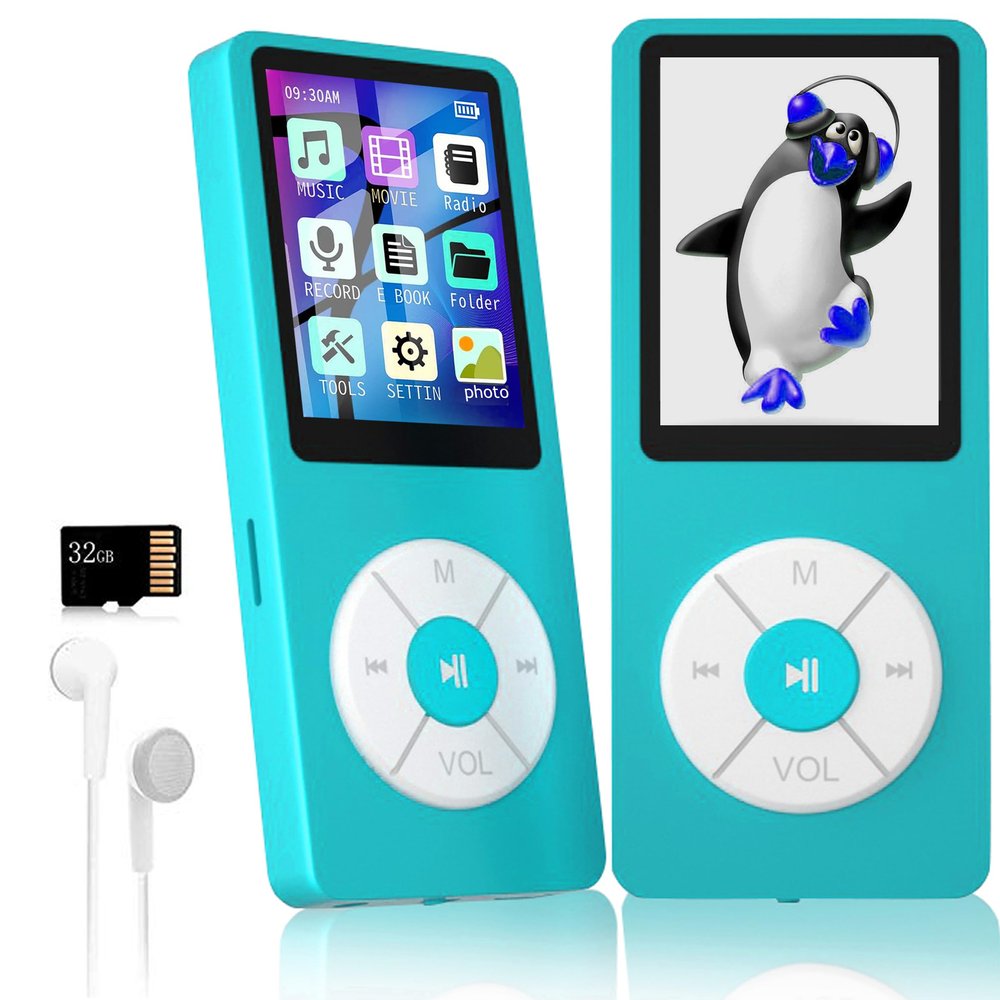 MP3 Player with 32GB TF Card,Built-in HD Speaker,Portable HiFi Music Player with Video/Voice Recorder/FM Radio/Photo Viewer/E-Book Player for Kids (Sky Blue)
